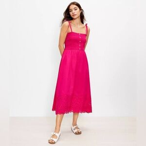 Loft Smocked Eyelet Maxi Dress